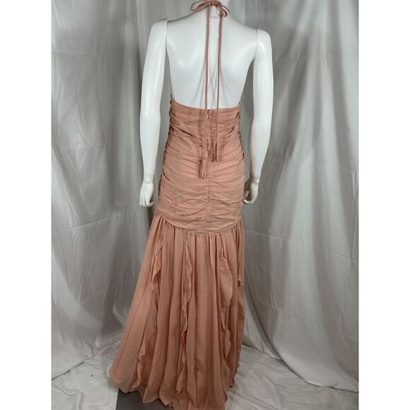 Veronica Beard Women Lucine Ruched Silk Halter Dress Sleeveless Pink 12 - Picture 3 of 3